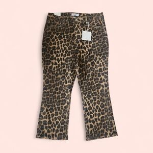 NWT Lovervet Leopard Print High Rise Kick Flare Jeans Women's Size 18W